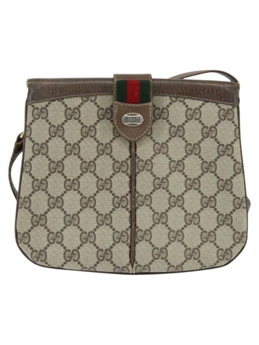 Authentic GUCCI GG Supreme Web Sherry Line Bag PVC Beige Gold 86 02 037 - Picture 9 of 16